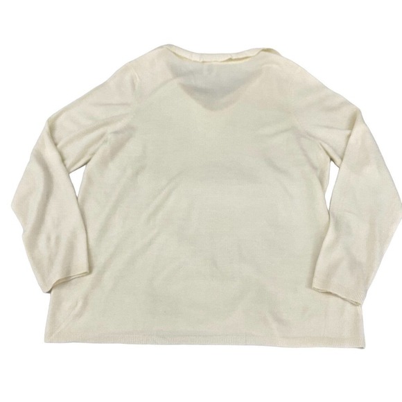 Women's Off White Sweater XL Vintage Blair Boutique Cottagecore Ruffle V- Neck - Picture 4 of 9